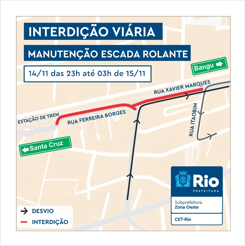 Campo Grande terá ruas interditadas para obras do Anel Viário e de passagem subterrânea - Prefeitura da Cidade do Rio de Janeiro
